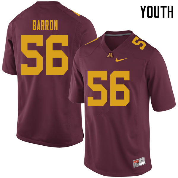 Youth #56 Ty Barron Minnesota Golden Gophers College Football Jerseys Sale-Maroon